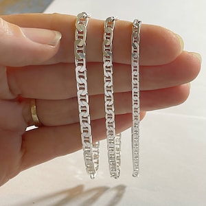 925 Silver Flat Mariner Chain Bracelet | sterling silver | gift for him or her