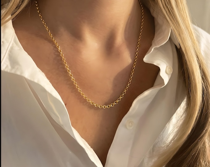 Minimalist Gold Rolo Chain | 14k Gold Heavy-Plate | 3mm wide