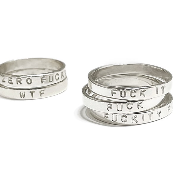 Silver Swear Word Ring | curse word gift | 925 sterling silver