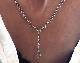 Sterling Silver Rolo Chain Necklace | Double Swivel Clasp | Oxidized or Bright finish