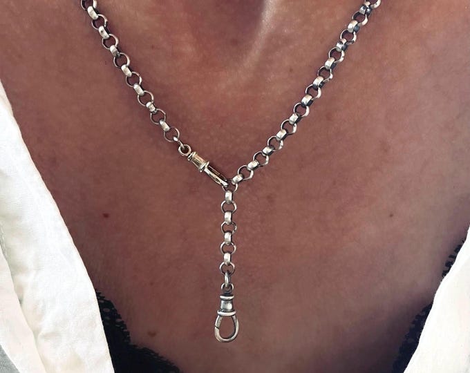 925 Double Swivel Clasp Chain | rolo chain 4mm, oxidized or bright silver | solid sterling silver