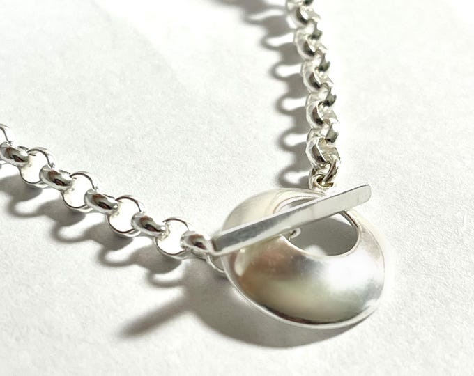 Chunky Sterling Silver Toggle Necklace | 4mm Rolo Chain