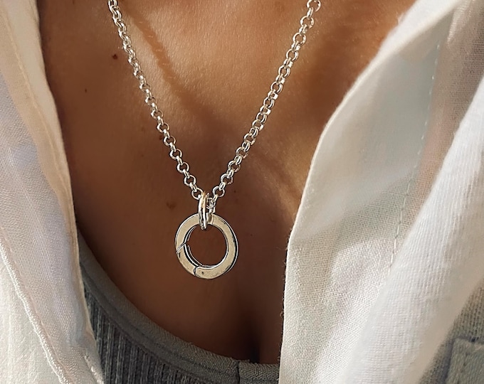 Sterling Silver Ring Holder Necklace | large sturdy clasp | 2.8mm rolo chain