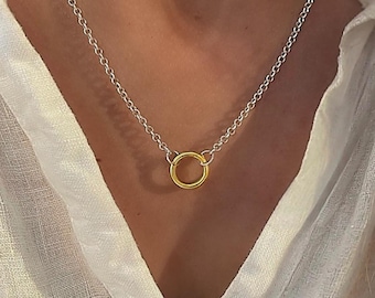 Mixed Metals Charm Clasp Necklace | 2 metal options | 3mm rolo