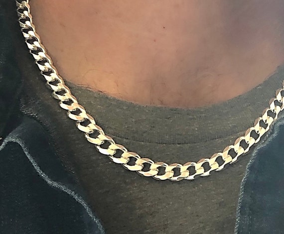 Solid 925 Silver Curb Chain 8.2mm Wide 