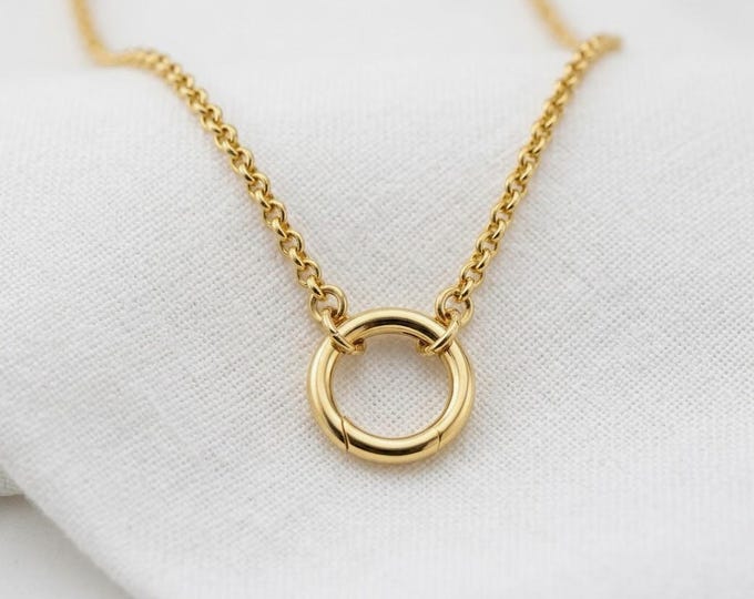 Gold Starter Charm Holder Necklace | 3mm rolo chain | 14K Premium-Plate