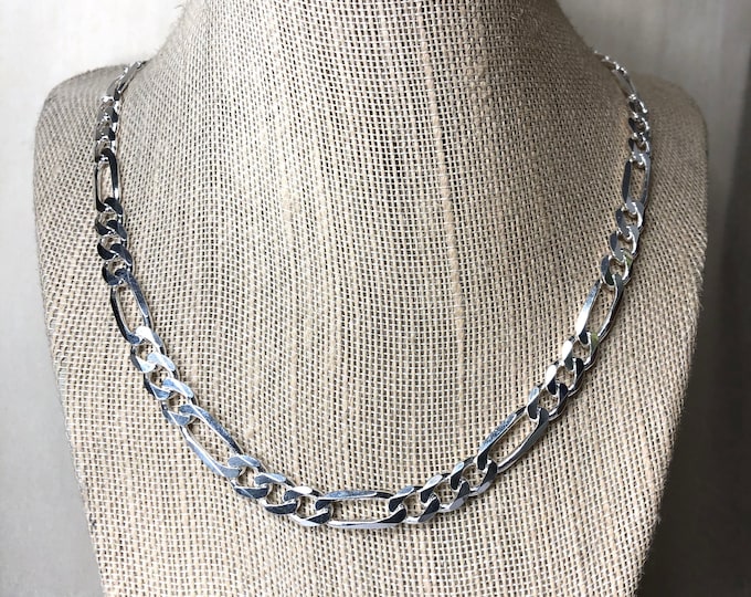 Silver Figaro Chain Necklace | solid 925 Sterling Silver