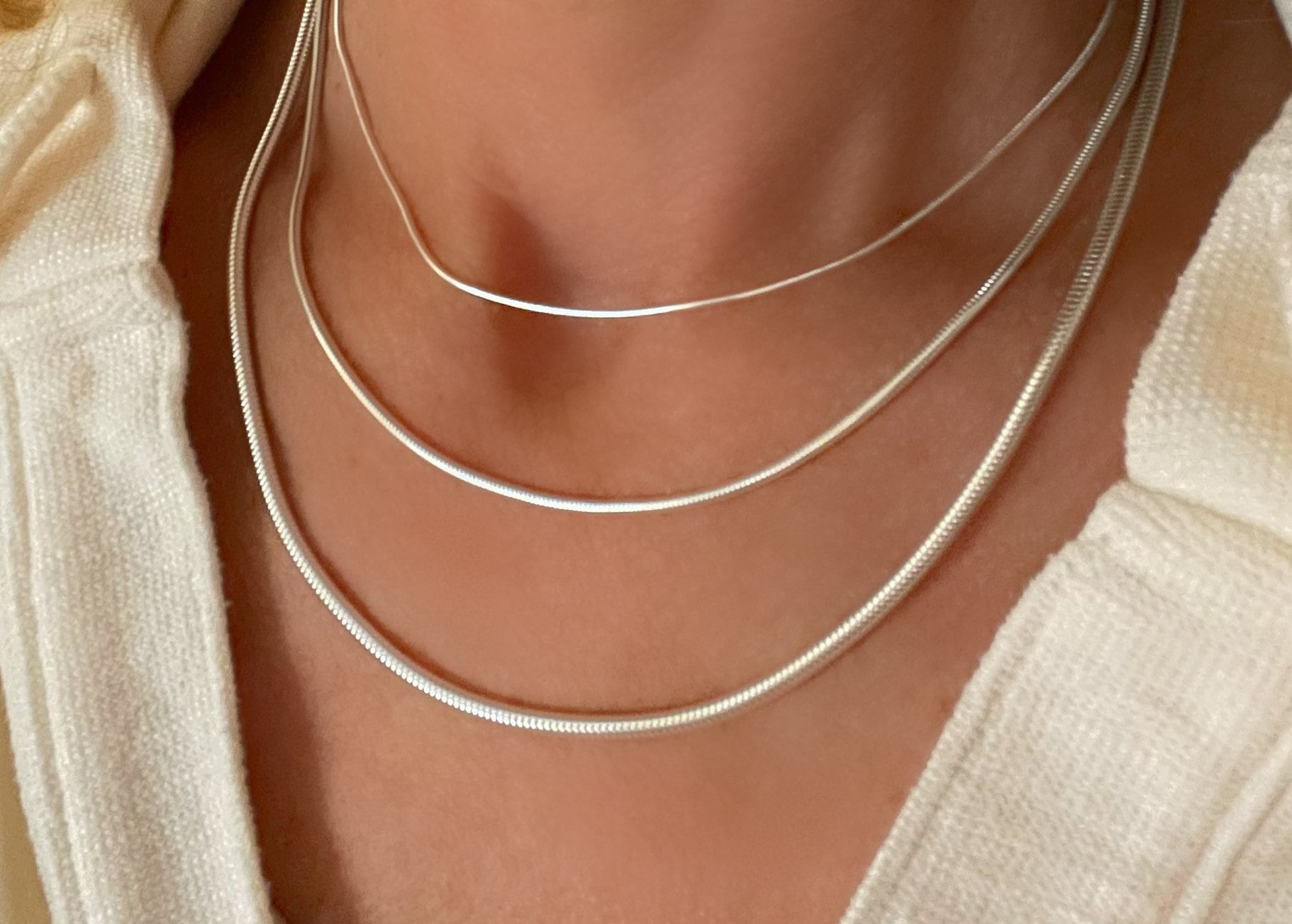 3.5MM Solid 925 Sterling Silver Italian Round Snake Chain Necklace