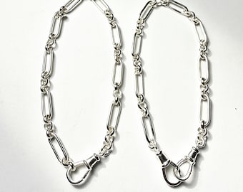 Sterling Silver Trombone Chain Swivel Clasp Bracelet | single or double clasp