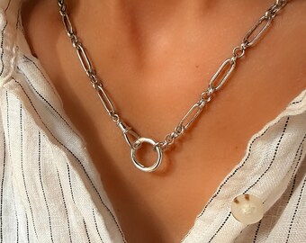 Sterling Silver Double Clasp Trombone Chain | adjustable length
