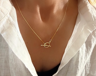 14k Gold Filled Toggle Necklace | Dainty Wheat Chain