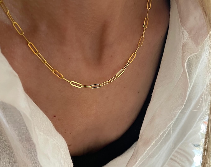 Gold Paperclip Chain Necklace | gold vermeil | 925 sterling silver base