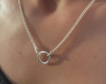 Sterling Silver Curb Chain Necklace | Swivel + Charm Clasps
