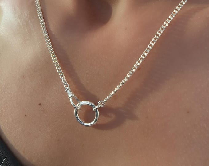 Sterling Silver Curb Chain Necklace | Swivel + Charm Clasps