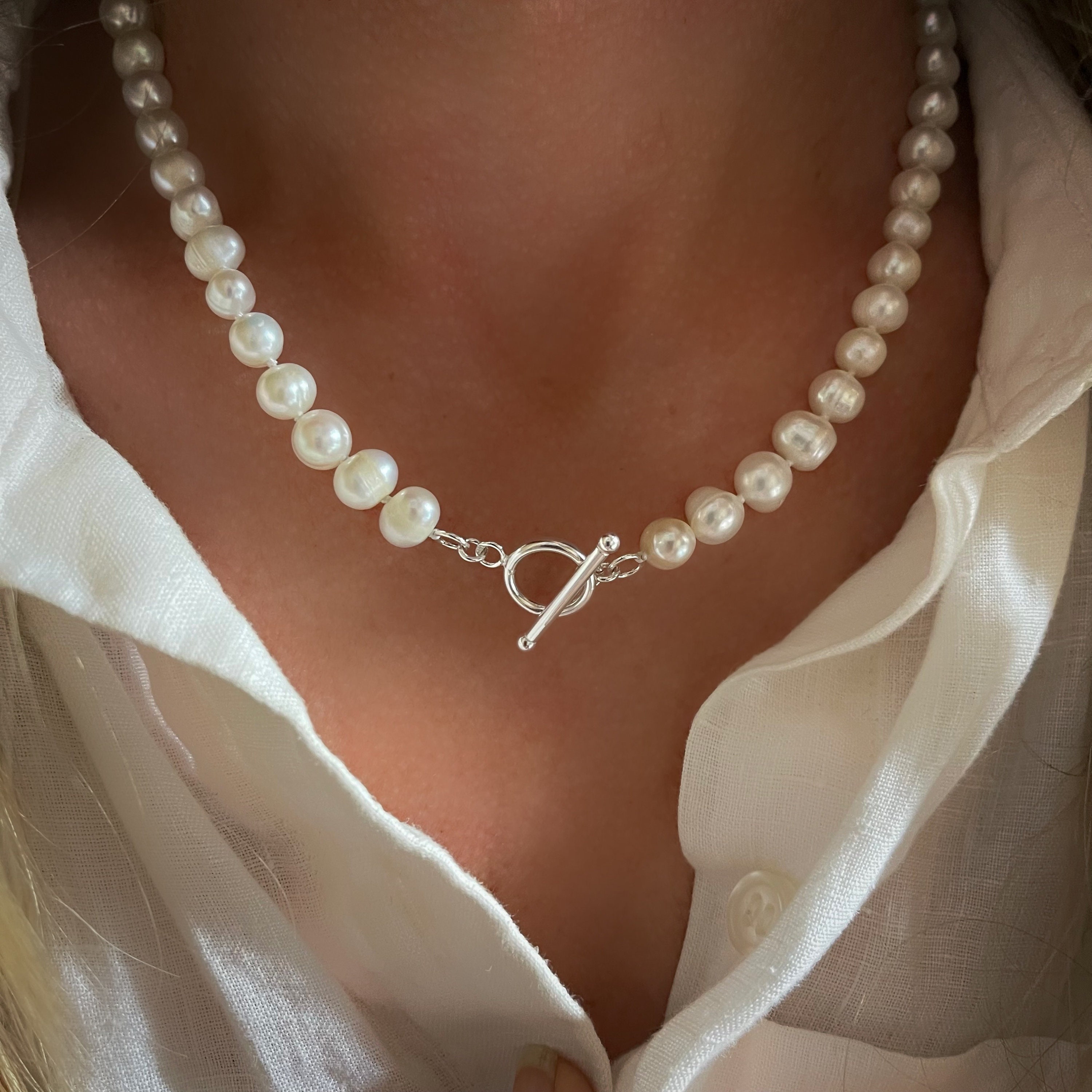 Toggle Clasp with Pearl Necklace