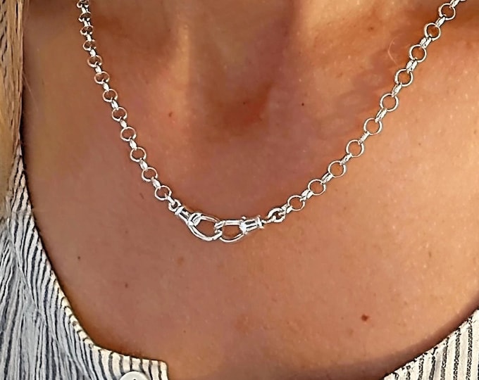 Swivel Clasp 4mm Rolo Chain | silver premium plate