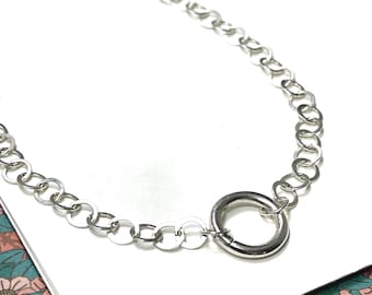 925 Silver Charm Clasp Necklace | add your own charms | lightweight chain