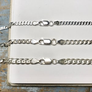 Silver Curb Chain Necklace Men, Women, Teens solid 925 sterling 14 24 lengths image 4
