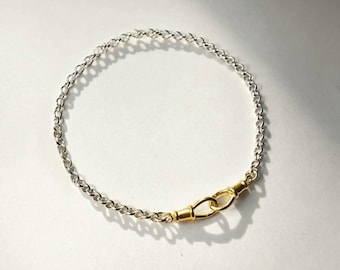 Mix Metals 2 Swivel Clasps Bracelet | 3mm Rolo chain