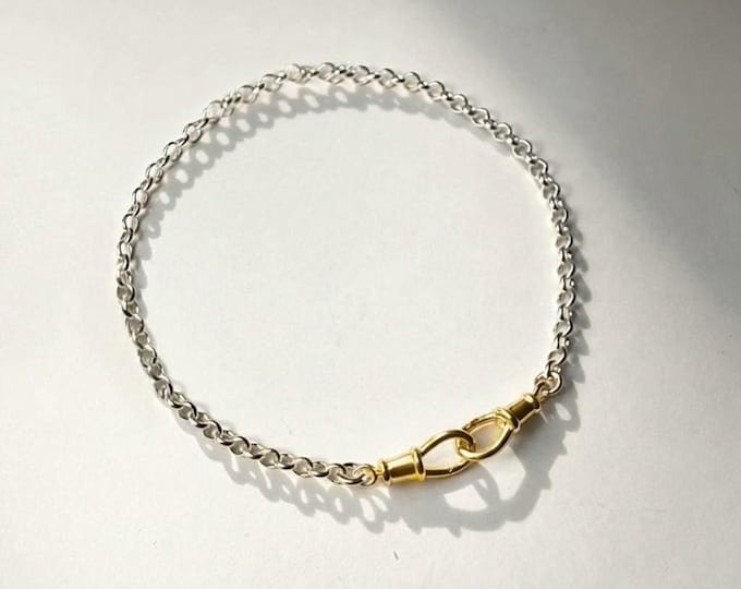 Mix Metals 2 Swivel Clasps Bracelet | 3mm Rolo chain