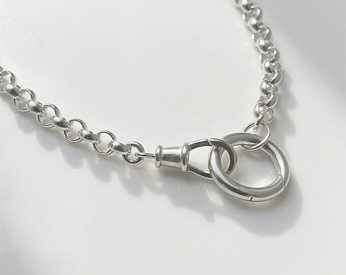Silver Rolo Necklace | Double Clasp Chain, 4mm Wide