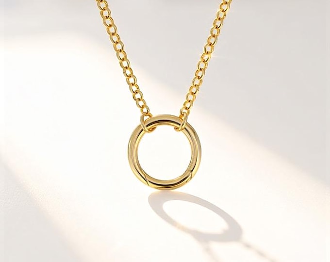 Gold Starter Charm Holder Necklace | 3mm rolo chain | 14K Premium-Plate