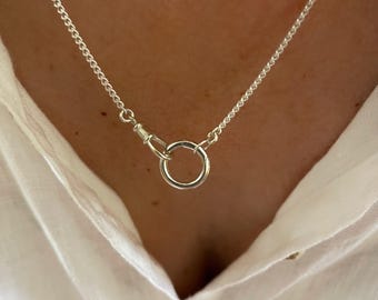 Sterling Silver Curb Chain Necklace | Swivel + Charm Clasps