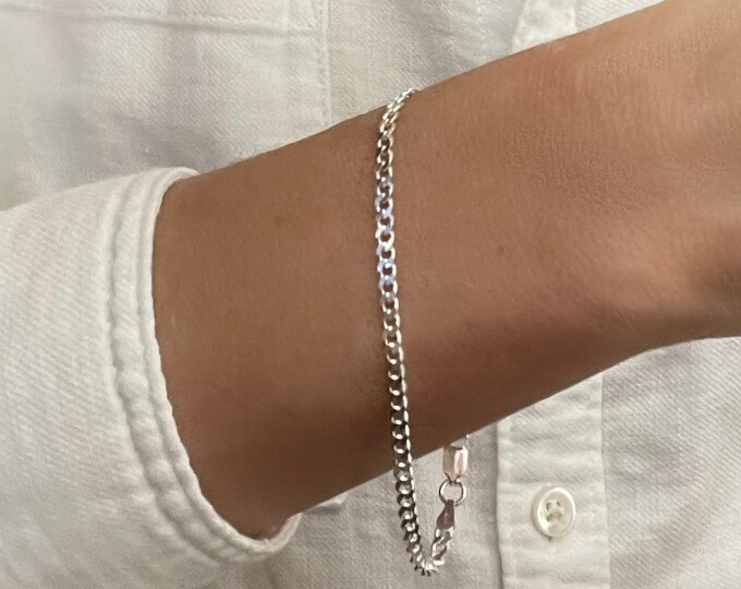 925 Silver Curb Bracelet | sterling chain | gift for her