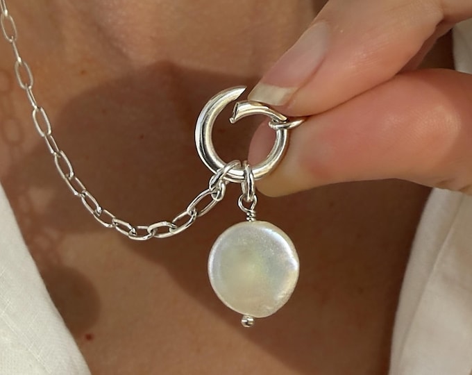 Charm Collector Necklace | removable pearl | 925 Silver Heavy-Plate