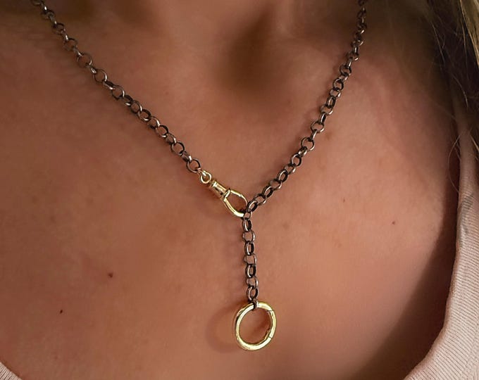 Mixed Metals Chain Necklace | Double Clasp | Silver + Gold Heavy-Plate