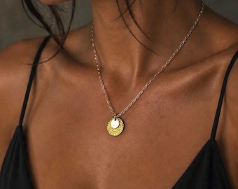 Mixed Metals Medallion Necklace | 925 Sterling + Gold vermeil