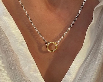 Mixed Metals Charm Clasp Necklace | 2 metal options | 3mm rolo