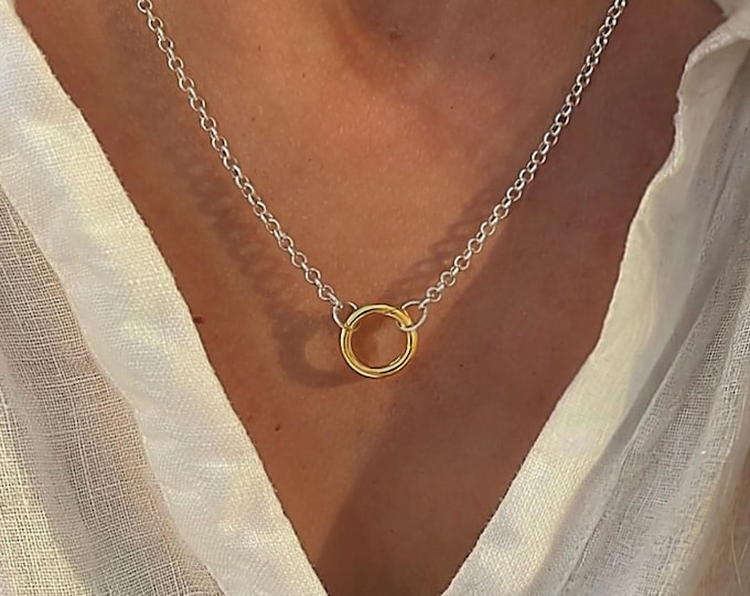 Mixed Metals Charm Clasp Necklace | 2 metal options | 3mm rolo