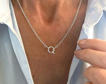 Sterling Silver Rolo Chain Necklace | Mariner Clasp