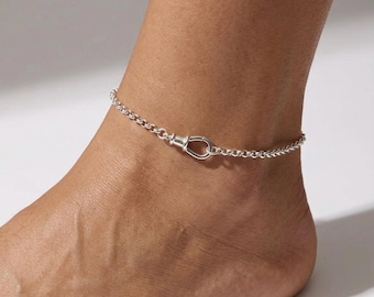 Silver Rolo Chain Anklet | swivel clasp | 2 metal options