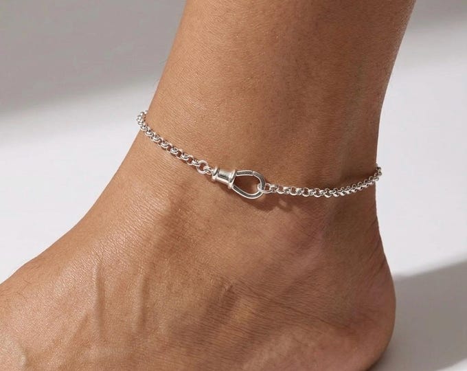 Silver Rolo Chain Anklet | swivel clasp | 2 metal options