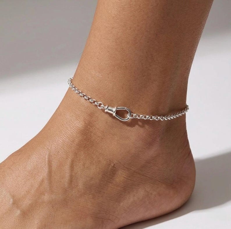 Sterling Silver Rolo Chain Bracelet or Anklet | swivel clasp image 4