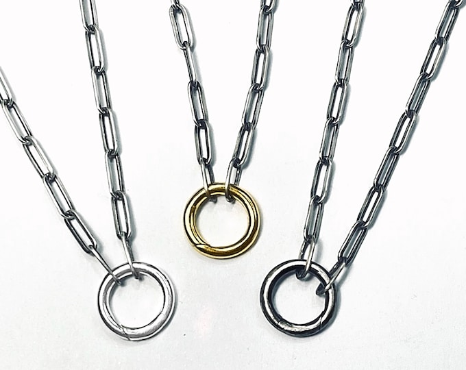 Antiqued Sterling Silver Paperclip Necklace | 3 clasp options