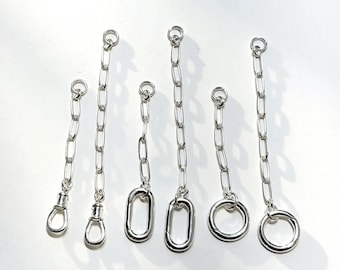925 Silver Charm Clasp Chain Extension | 4 clasp options | attachable, removable