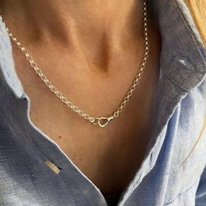 Collar con clip giratorio Albert plateado / cadena rolo de 3 mm / 2 opciones de metal