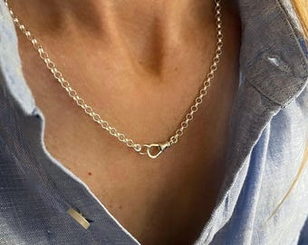 Silver Swivel Albert Clip Necklace | rolo chain 3mm | 2 metal options