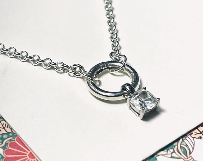 Sterling Silver Rolo Pendant Necklace | 2.8mm chain