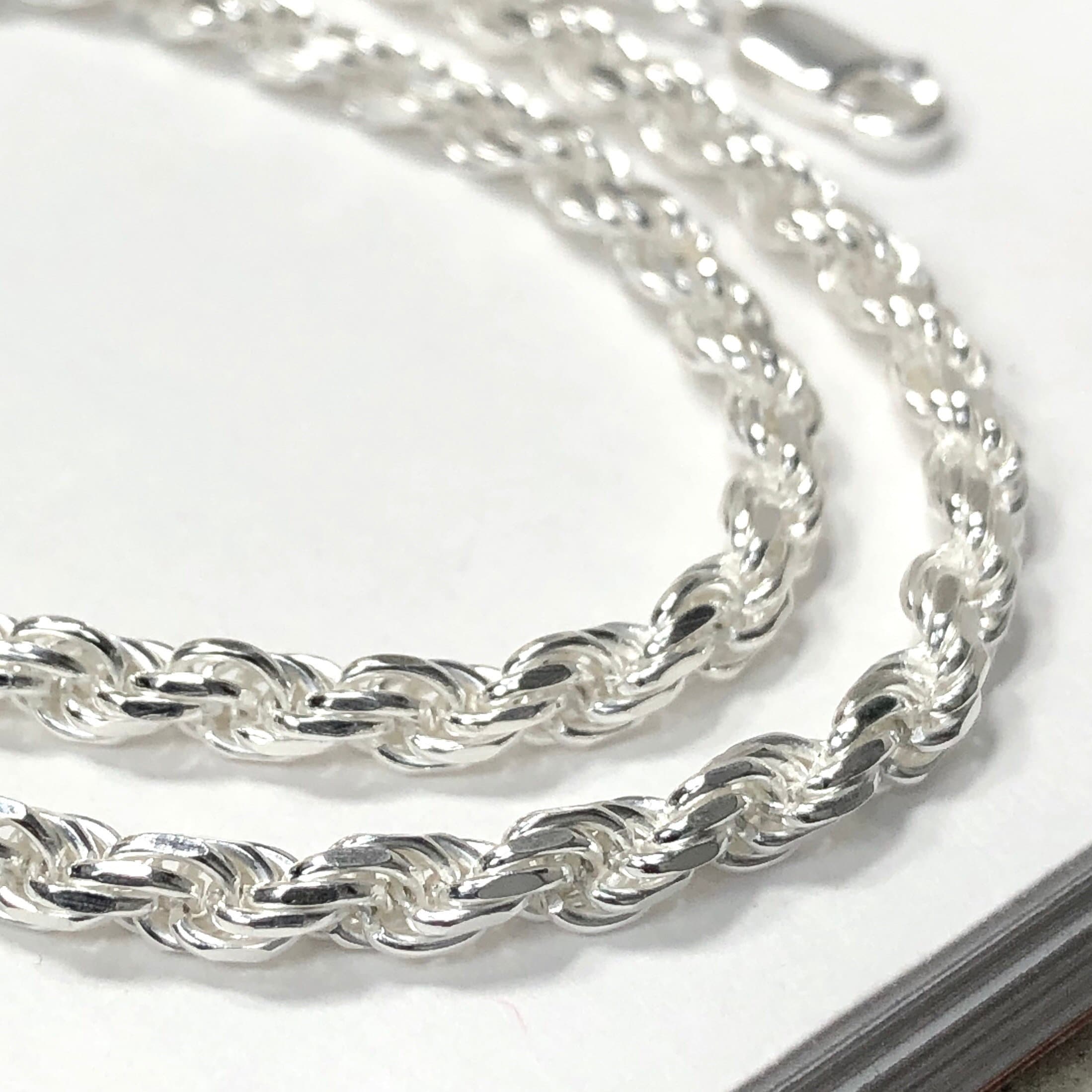 4mm 925 Silver Rope Chain Necklace Sterling Silver 16 18 20 22 24 26 28 30  inch italian unisex men women woman man