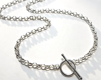 Rolo Toggle Necklace | 925 Silver Premium-Plate | 4mm lightweight chain