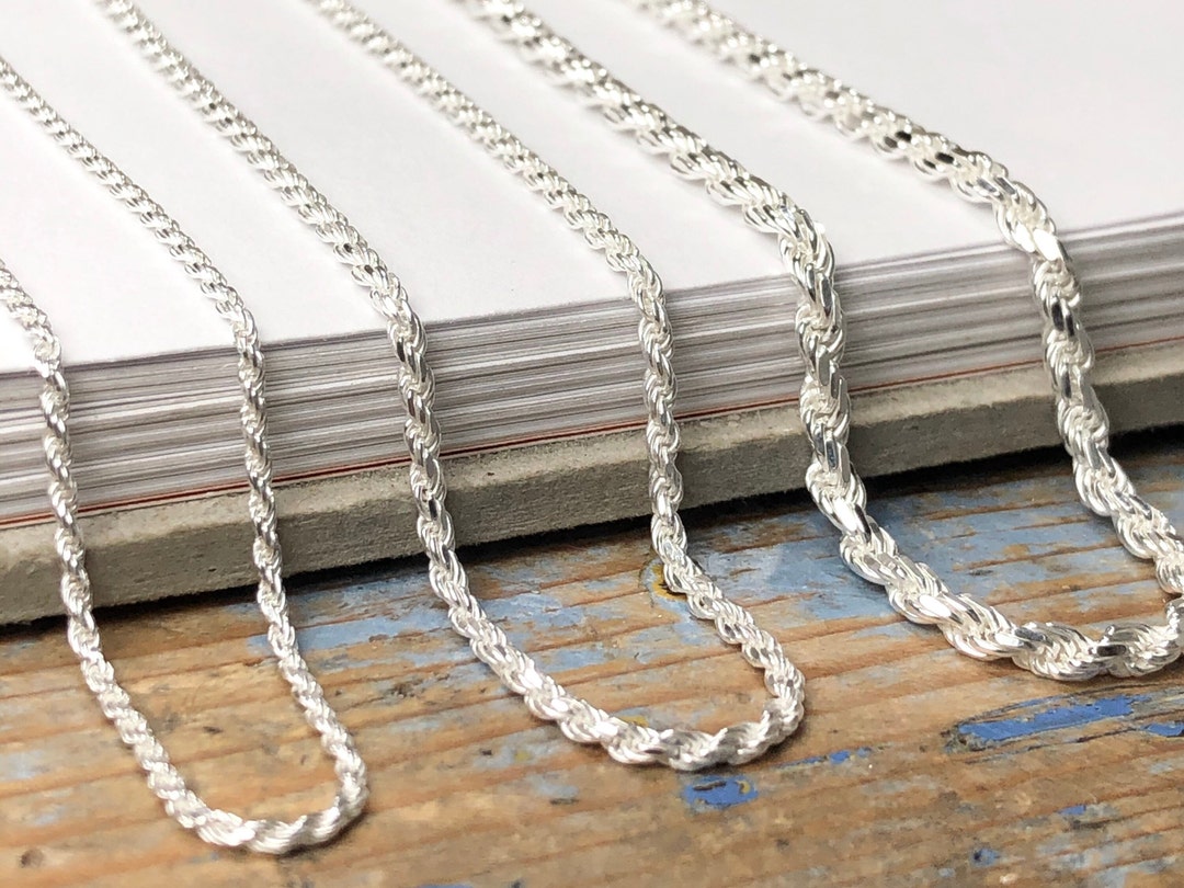 925 Silver Rope Chain Necklace | Sterling Silver | 3 Width Options - Etsy