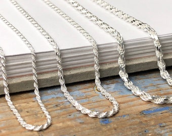 Silver Rope Chain Necklace | 925 sterling silver | 3 width options
