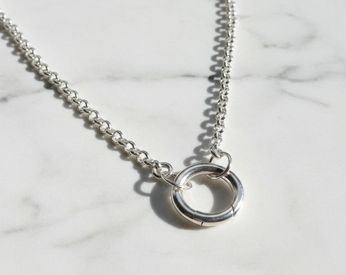 Rolo Charm Clasp Necklace | 925 Silver Heavy-Plate