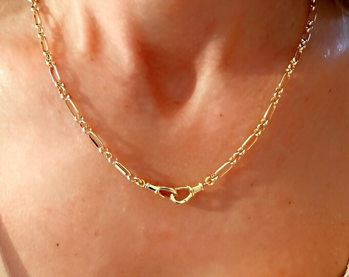 Gold Double Swivel Clasp Trombone Chain | 14k Premium-Plate