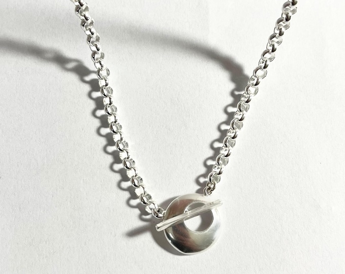 Sterling Silver Toggle Rolo Chain Necklace