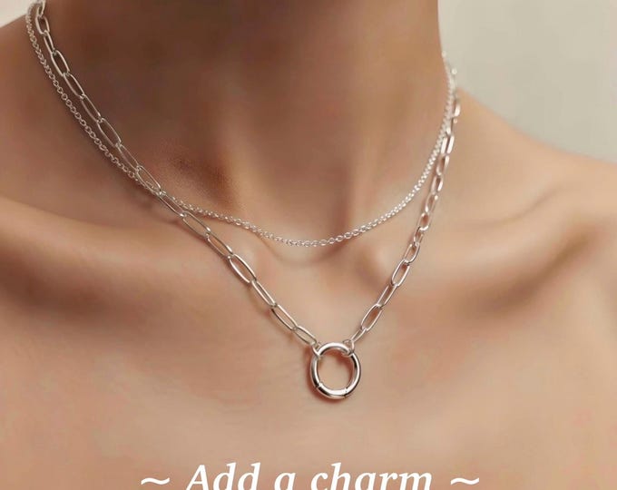 Charm Clasp Paperclip Necklace | Layering Chain Jewelry